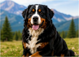 Portrait of Elvis the Bernese Mountain Dog