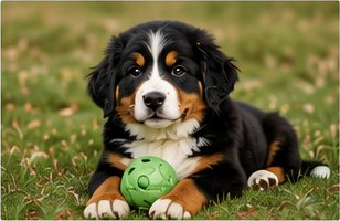Bernese puppy with a ball